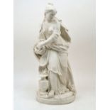 A Minton Parian figure of a lady, 19th century, the Classically draped maiden holding a pitcher with