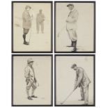 Charles Napier Ambrose, British 1876-1946- A golfer holding a golf flag pin; brush and black ink and