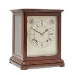 A German mahogany cased four glass mantel clock, early 20th century, the mahogany case with