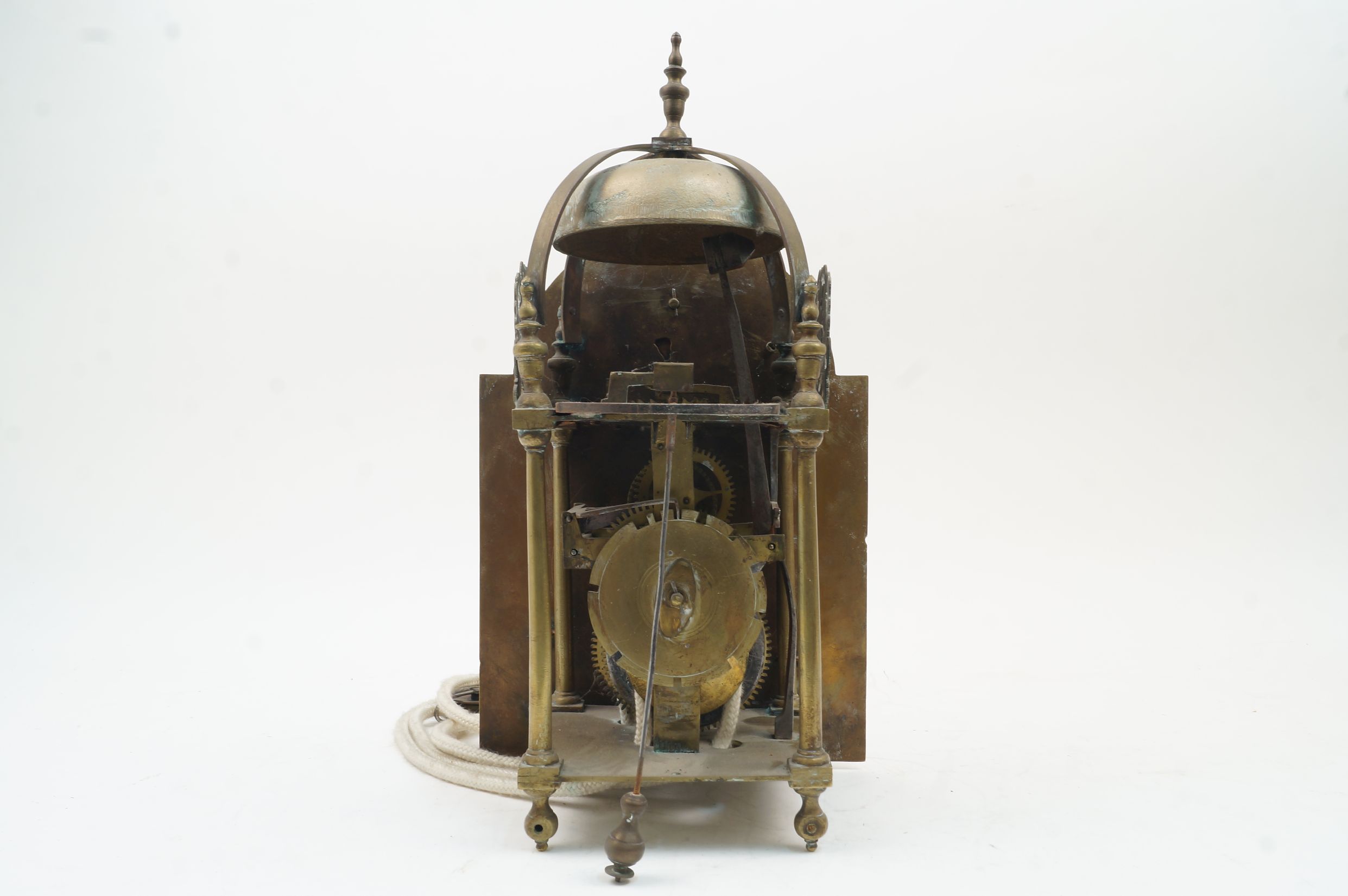 A brass lantern clock, by George Clarke, London, made for the Turkish market, the brass case - Image 3 of 3
