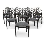 A set of ten ebonised birch Spiderback dining chairs, circa 1905, originally produced for the