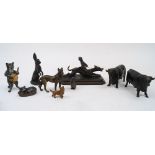 A group of Austrian bronze and spelter animals, first half 20th century, comprising: a clothed