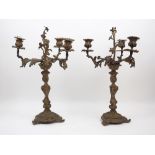 A pair of Victorian gilt-bronze three-light candelabra, by Thomas Abbott, third quarter 19th