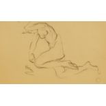 Mania Mavro, Ukrainian/French 1889-1969- Nude study; charcoal on paper, signed lower left 'M