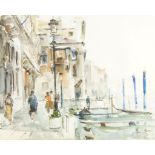 British School, mid-20th century- Venetian scene; watercolour, signed indistinctly lower right, 40 x