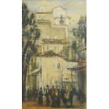 French School, late 19th/early 20th century- Street scene; oil on canvas, signed lower left, 60 x 37