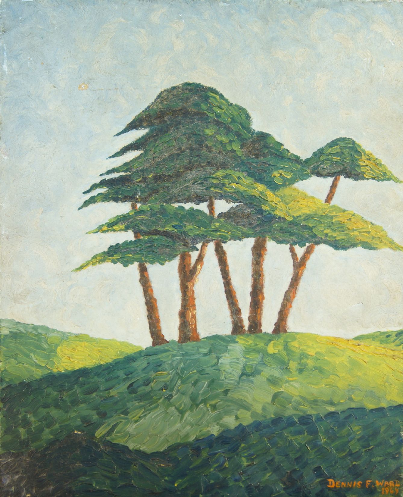 Dennis Ward, British, mid-20th century- Tree on a Hill, 1947; oil on canvas, signed and dated