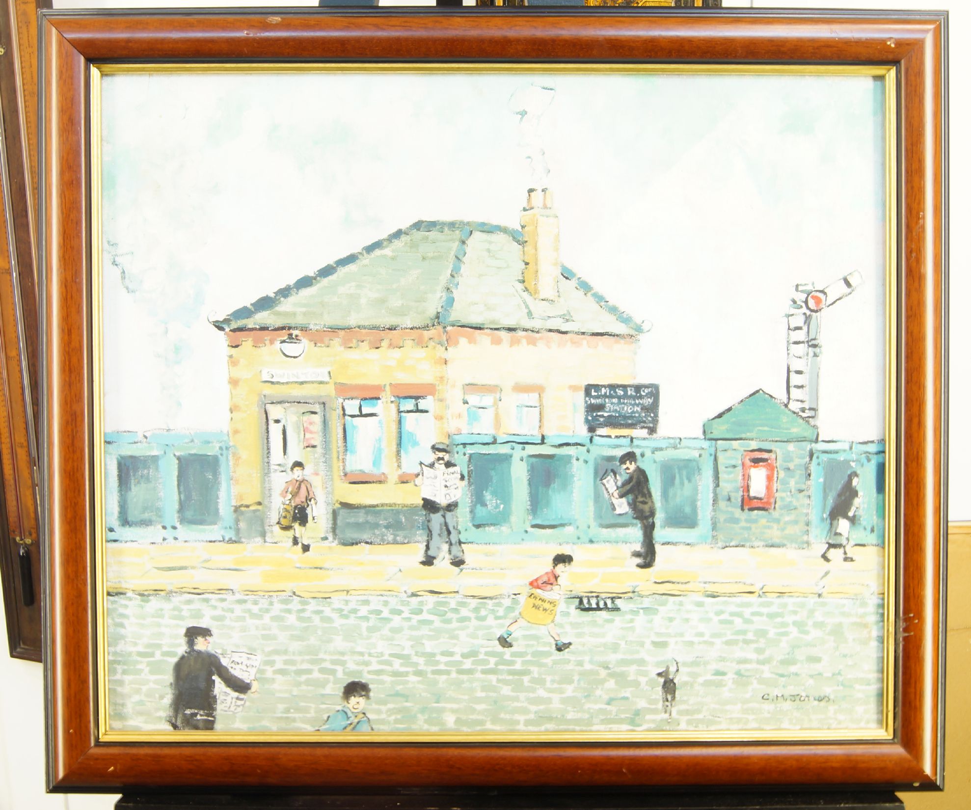 Charles M Jones, British 1923-2008- Swinton railway station; oil on canvas, signed lower right, 51 x - Image 2 of 3