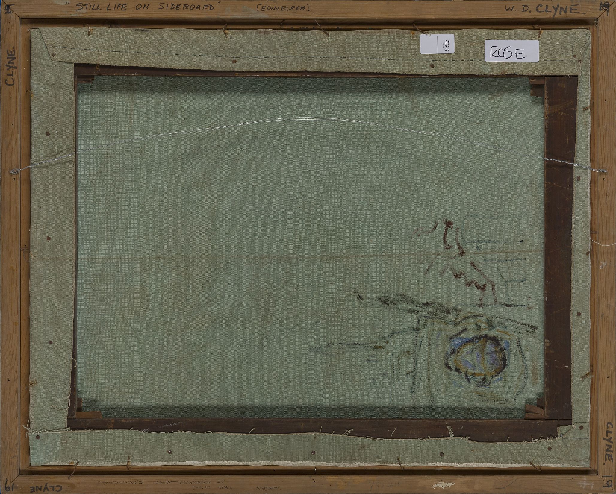 William D. Clyne, Scottish 1922-Ã‚Â1981- Still life on sideboard; oil on canvas, signed upper - Image 3 of 3
