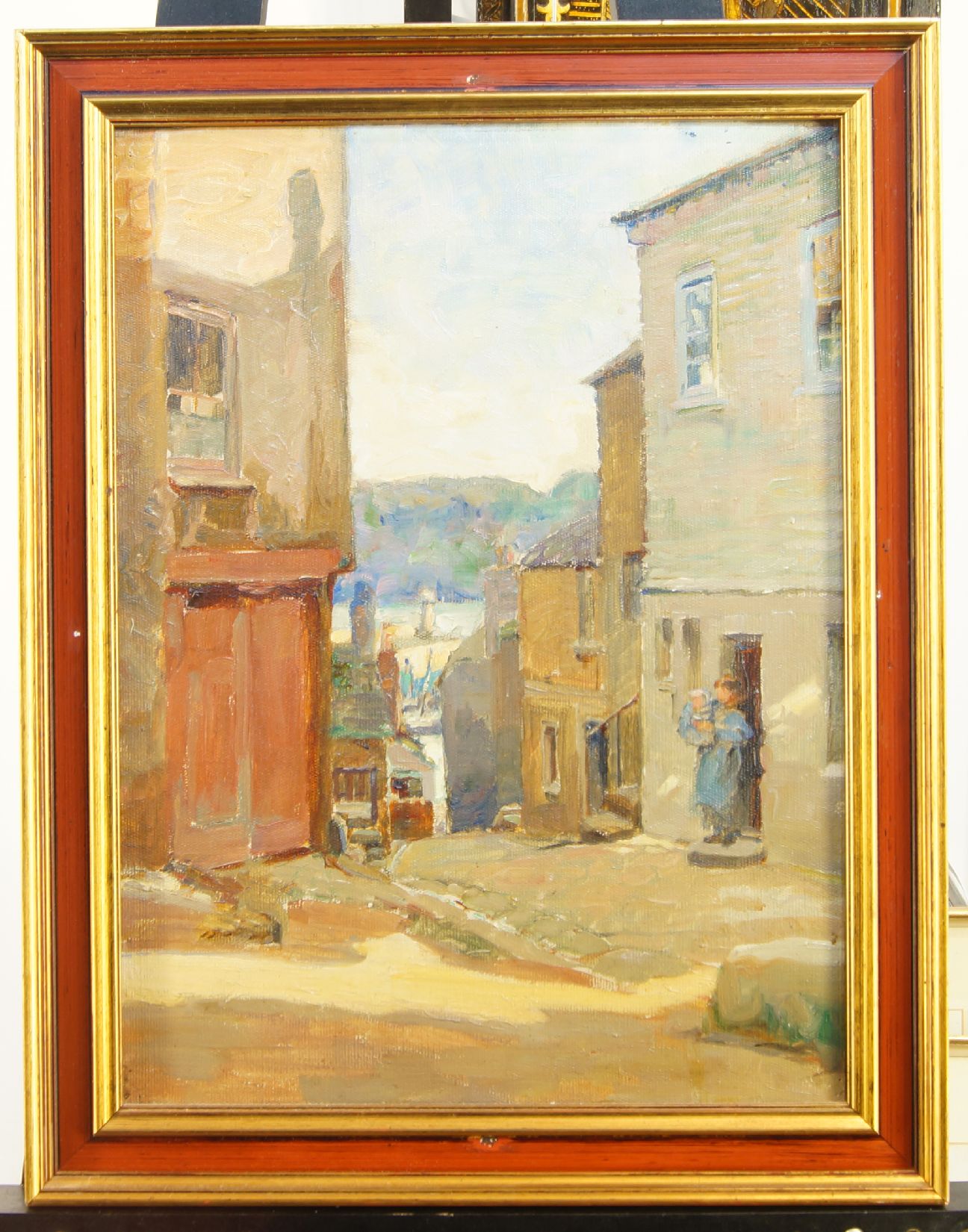 Modern British School, mid-20th century- Street scene; oil on canvas, 41 x 30.5 cmModern British - Image 2 of 3