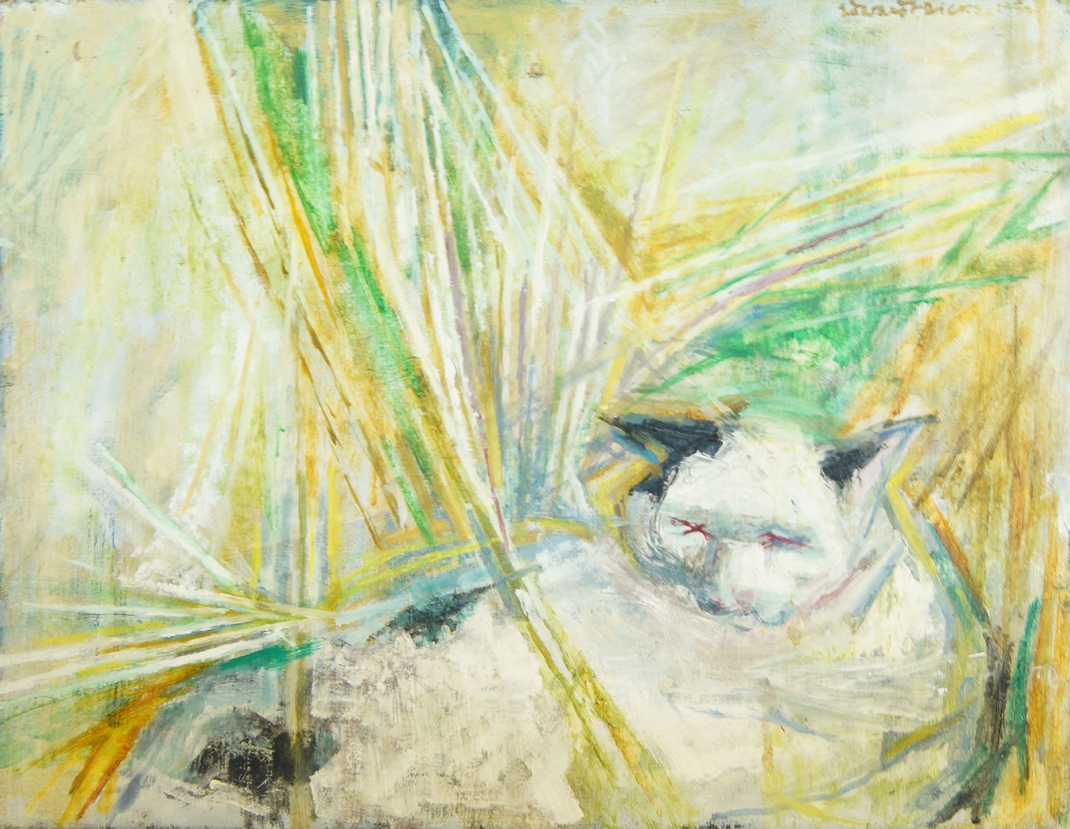 Edward Dicks, British 1928-2012- Cats; oil on canvas, signed and dated indistinctly upper right,