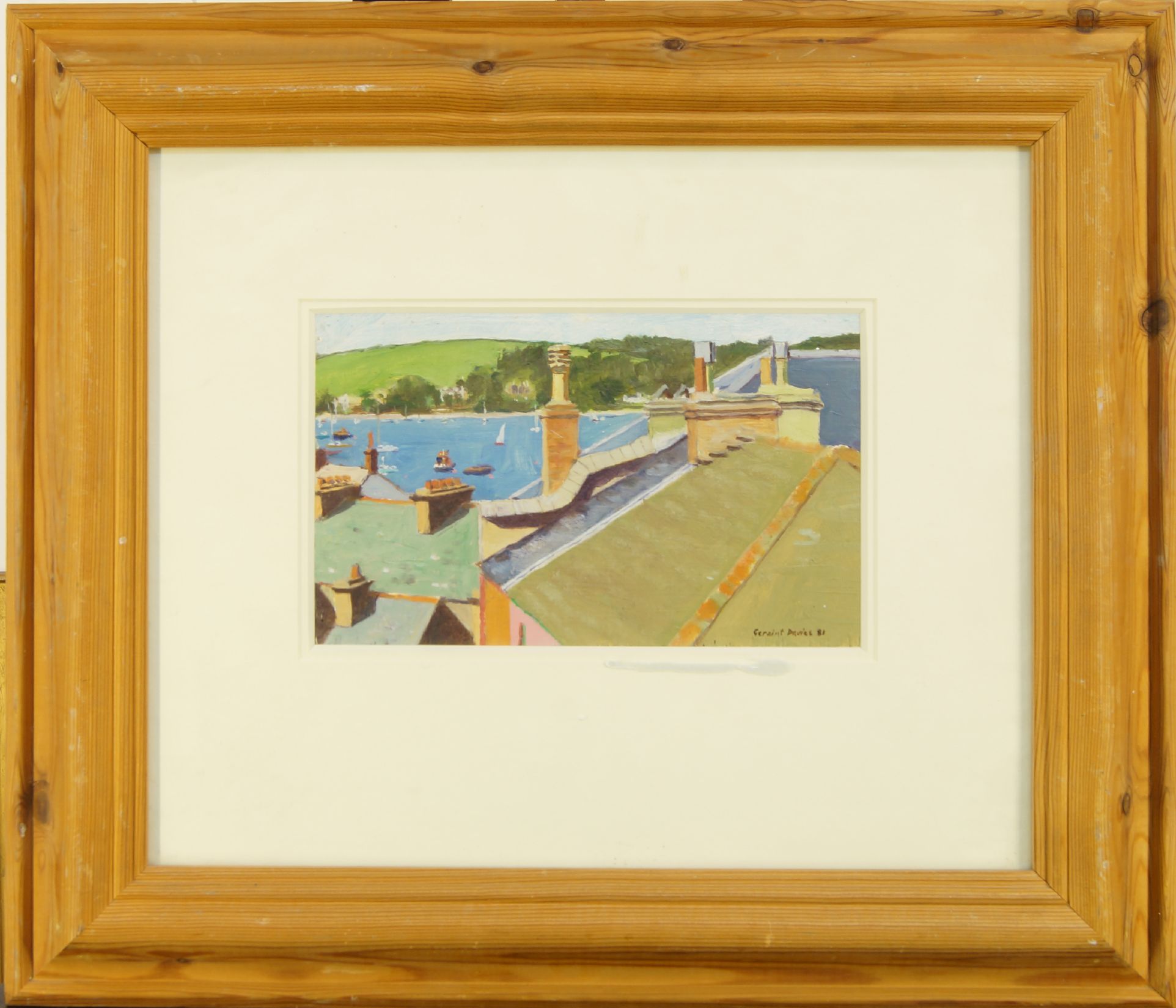 Geraint Davies, British, mid-late 20th century- View from Bar Road, Falmouth, Cornwall, 1981; oil on - Image 2 of 3