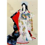 Haruyo Morita, Japanese b.1945- Princess Sakura; screenprint in colours, signed, titled, and