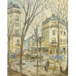 L.G. Thomas, British, mid/late-20th century- A square in Paris, 1970; oil on canvas, signed and