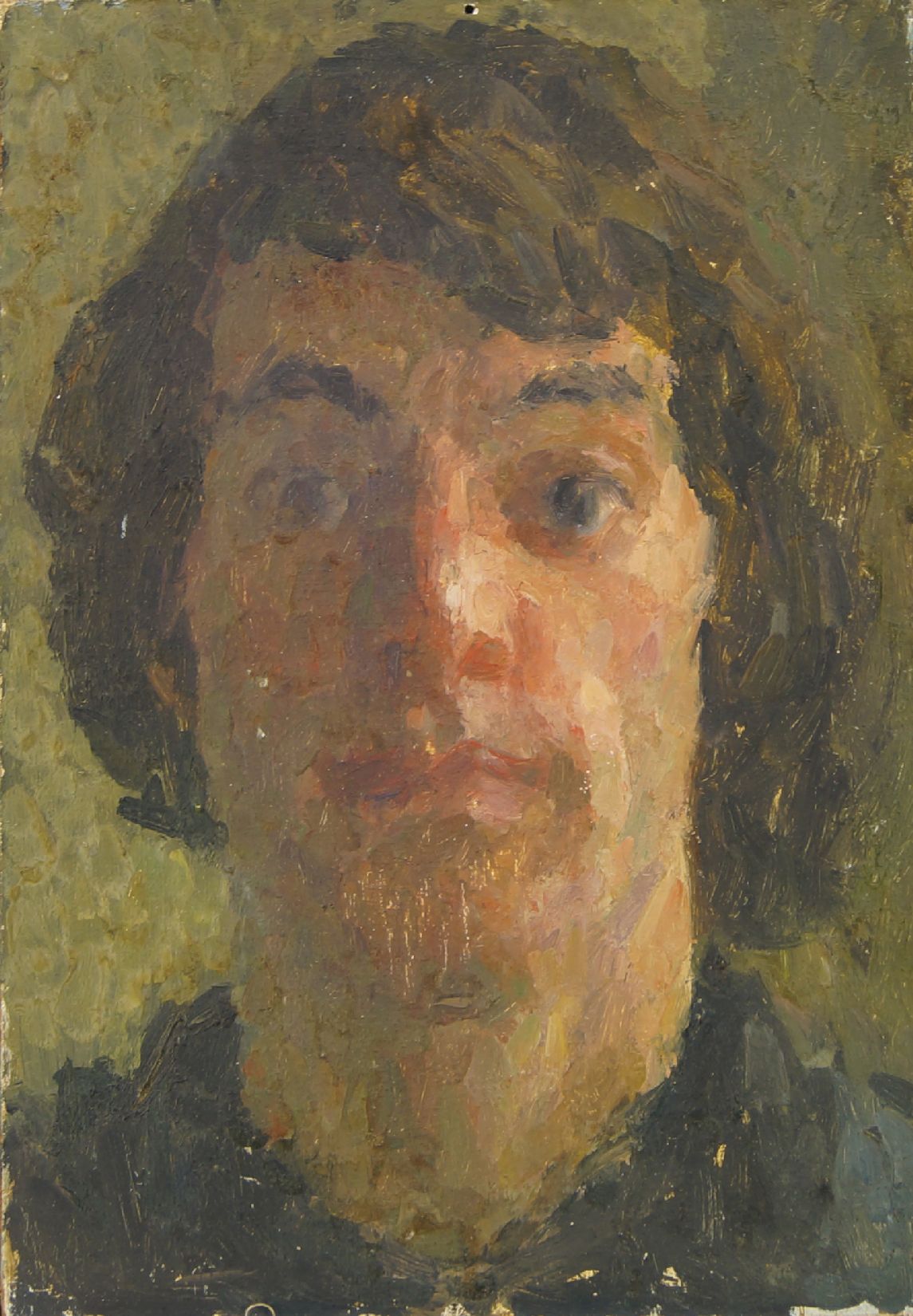 British School, mid/late-20th century- Portrait of a bearded man, quarter length in a blue shirt; - Image 4 of 4