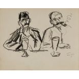 Friedrich Feigl, Czech 1884-1965- Portraits of two gentlemen drinking (recto), Portrait study of a