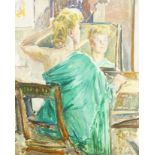 Marjorie Mostyn, British 1893-1979- The toilette; oil on board, signed and dated '56 lower right, 61