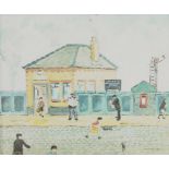 Charles M Jones, British 1923-2008- Swinton railway station; oil on canvas, signed lower right, 51 x