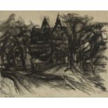 Lilian Holt, British 1898-1983 - Rouen Cathedral, 1953; charcoal on paper, signed and dated lower