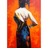 European School, late-20th/early-21st century- Female figure; oil on canvas, 100 x 69.5 cm (