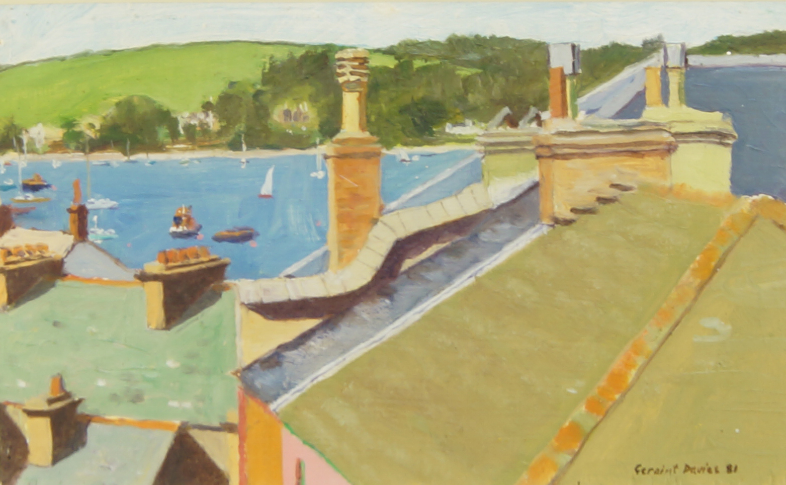 Geraint Davies, British, mid-late 20th century- View from Bar Road, Falmouth, Cornwall, 1981; oil on