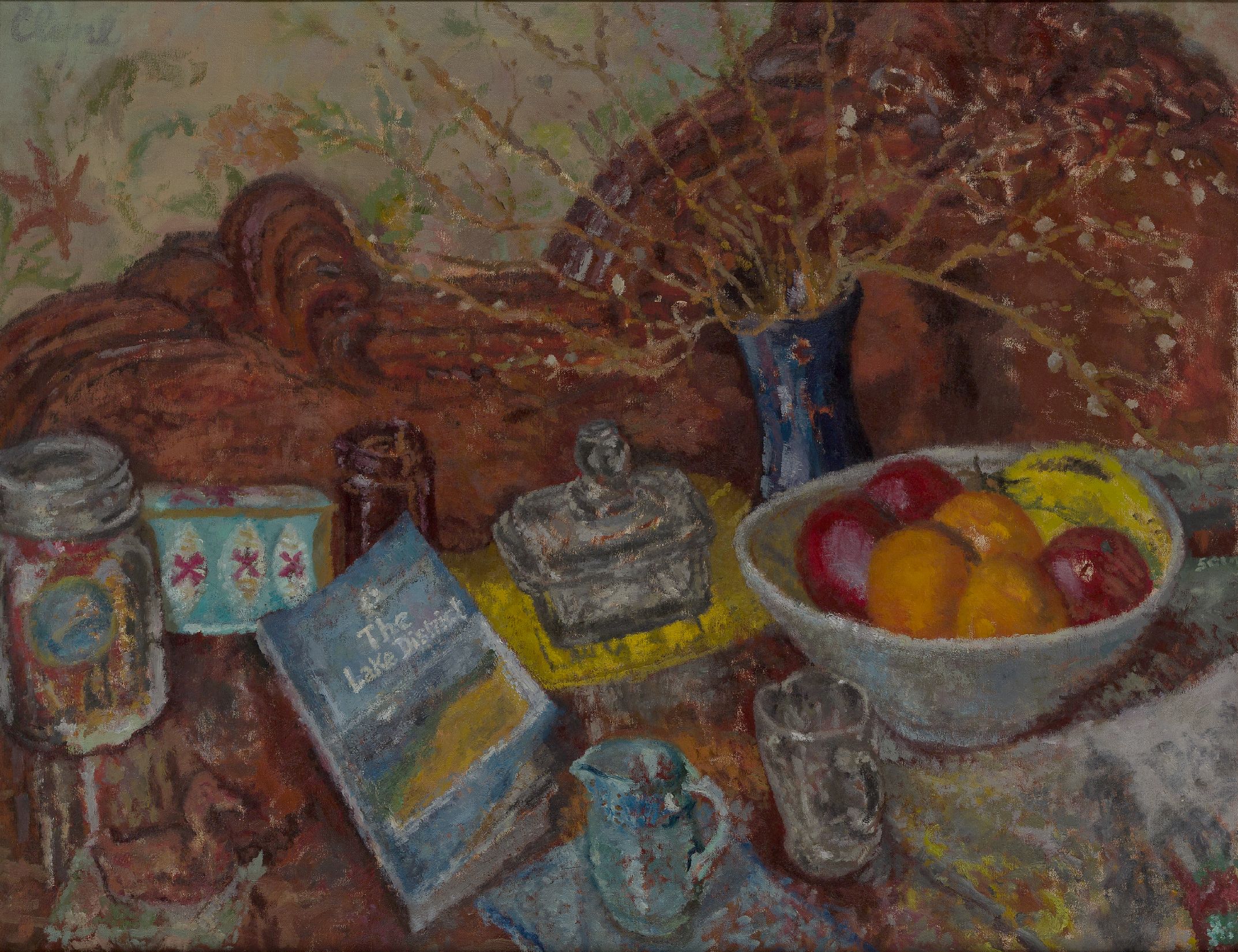 William D. Clyne, Scottish 1922-Ã‚Â1981- Still life on sideboard; oil on canvas, signed upper