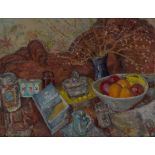 William D. Clyne, Scottish 1922-Ã‚Â1981- Still life on sideboard; oil on canvas, signed upper