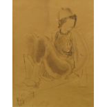 Marcel Ronay, Hungarian 1910-1998- Portrait of a seated lady; pencil on paper, signed and dated