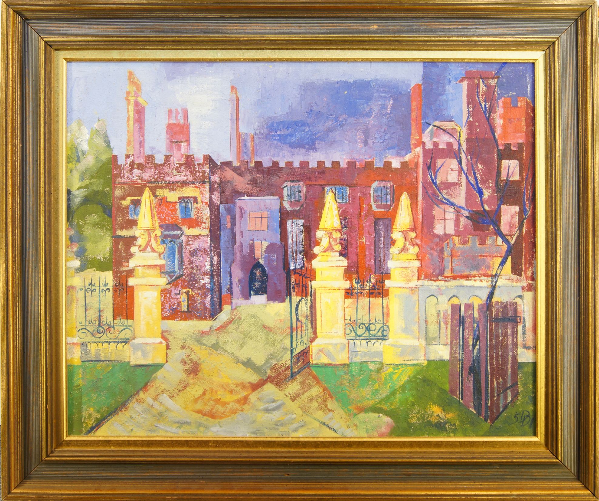 British School, mid-20th century- Exterior of a house; oil on board, signed with initials lower - Image 2 of 2