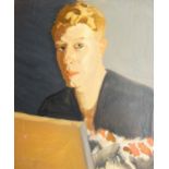 Modern British School, early-20th century- Artist's self portrait; oil on canvas board, 41 x 34