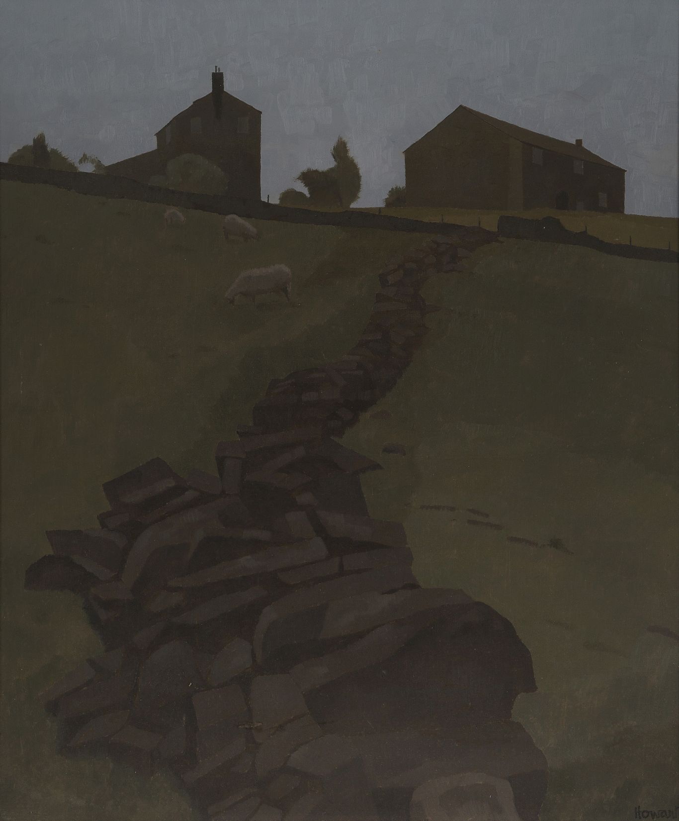 Russell Howarth, British 1927-2020- Rye Top, Saddlworth; oil on board, signed lower right 'Howarth',