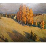 Californian Impressionist School, early-20th century- Landscape; oil on board, signed indistinctly
