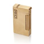 Dunhill, A 9ct gold cased 'Rollagas' Cigarette Lighter, by Dunhill, the engine-turned case with