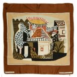 After Pablo Picasso, a silk scarf for S.P.A.D.E.M, 'Paysage Juan-Les-Pins. (1920)', circa 1970,