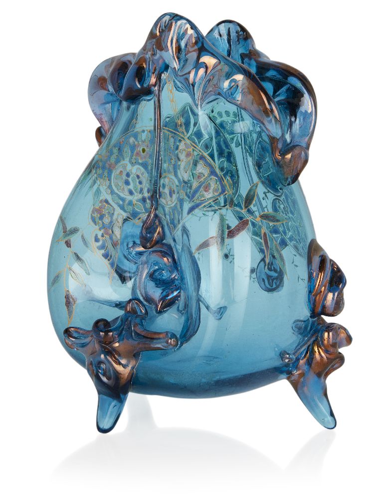 Auguste Jean (1829-1896), Aesthetic Movement footed vase with Japanese motifs, circa 1880, Blue - Image 2 of 3