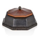 Designer Unknown, Octagonal lidded box, circa 1940, Walnut, ebonised wood, 12cm high, 22.5cm