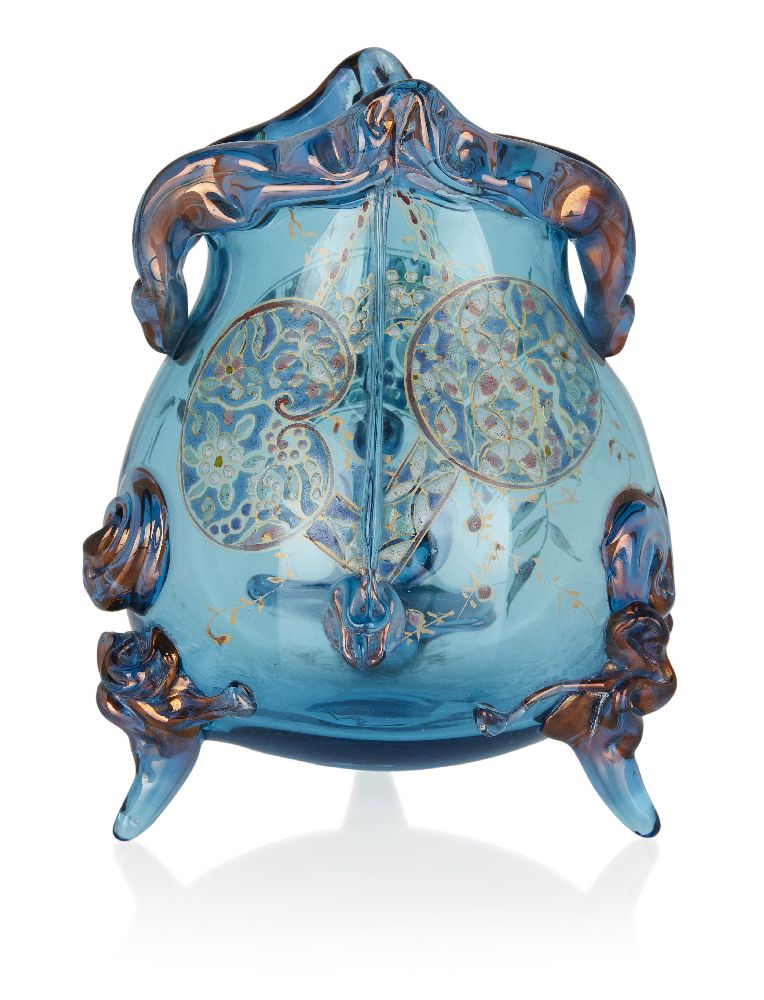 Auguste Jean (1829-1896), Aesthetic Movement footed vase with Japanese motifs, circa 1880, Blue