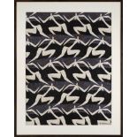 Louis le Brocquy HRHA (1914-2012), 'Flight' hand printed linen in colours, circa 1954, Signed fabric