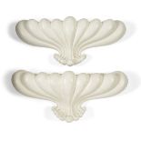 Manner of Constance Spry, Pair of lobed wall vases, first half 20th Century, White painted