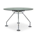Norman Foster (b.1935) for Tecno, 'Nomos' table, circa 2010, Glass, chrome plated steel, rubber,