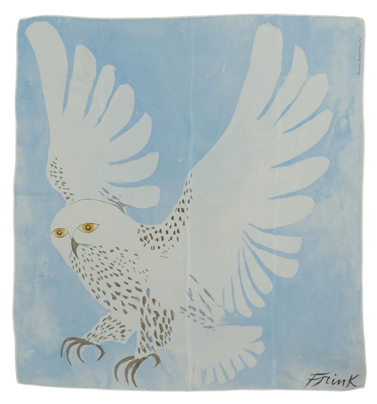 Elizabeth Frink (1930-1993) for Christies Contemporary Art 'Snowy Owl' limited edition scarf,
