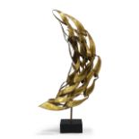 Manner of Curtis Jere, Abstract brass scuplture, second half 20th century, Welded brass, ebonised