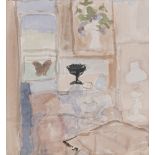 Mary Potter, British 1900-1981 - Butterfly and Black Bowl; watercolour and pencil on paper, 24.1 x