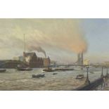 Deryck Foster, British 1924-2011 - Thames view, 1958; oil on board, signed and dated lower left '