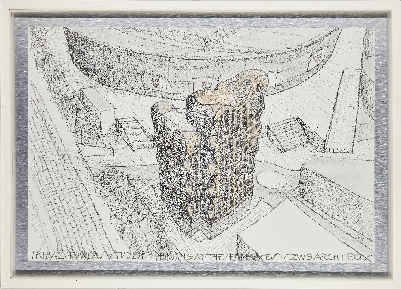 Piers Gough CBE RA, British, b.1946 - Tribal Towers, 2012; pencil on paper mounted on aluminium, - Bild 2 aus 3