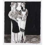 John Barnicoat, British 1924-2013 - Two Women, 2001; ink and pencil on paper, signed with initials