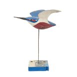 Guy Taplin, British b.1939 - Kingfisher; painted wood, resin and metal rod on wooden base, signed