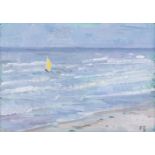 Paul Barton, British active 20th century - Seascape with boat; oil on canvas board, signed with