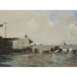 Geoffrey Chatten, British b.1938 - Boats off Harbour, 1981; oil on board, signed and dated lower