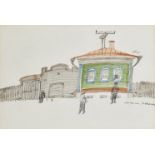Paul Hogarth OBE RA, British 1917-2001 - Suzdal Street Scene; watercolour, ink and pencil on